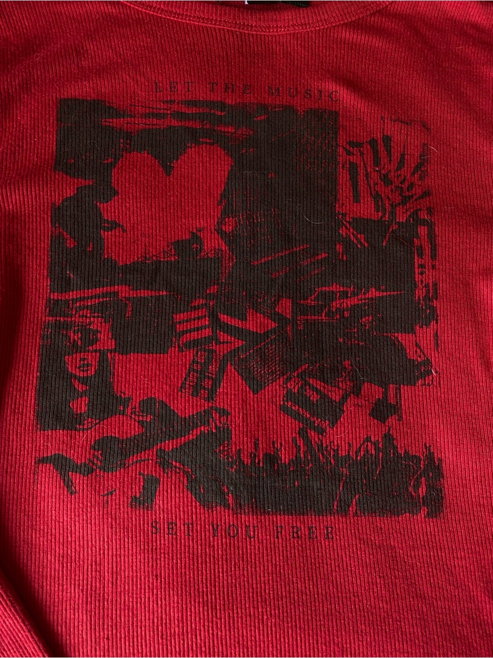 Streetwear Society Black Graphic on Vibrant Red Ribbed Tee - Picture 3 of 3